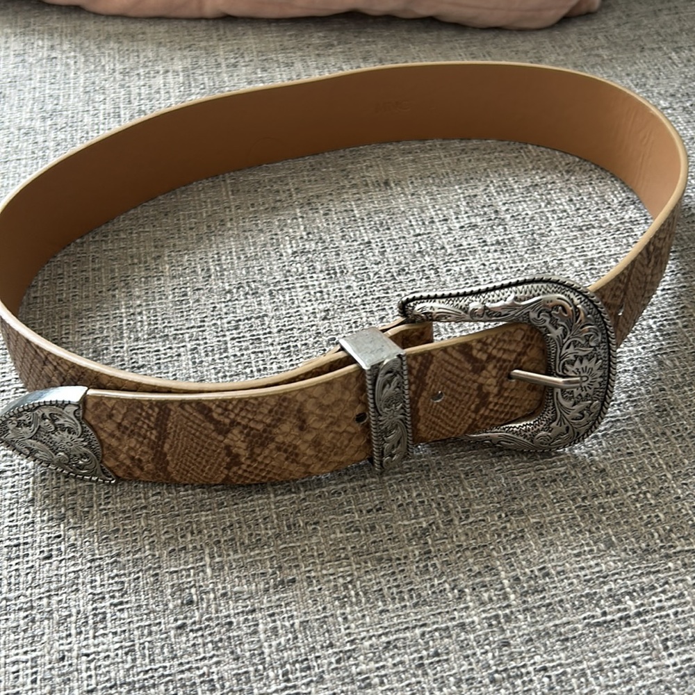 MANGO NWOT snakeskin faux leather cowboy belt